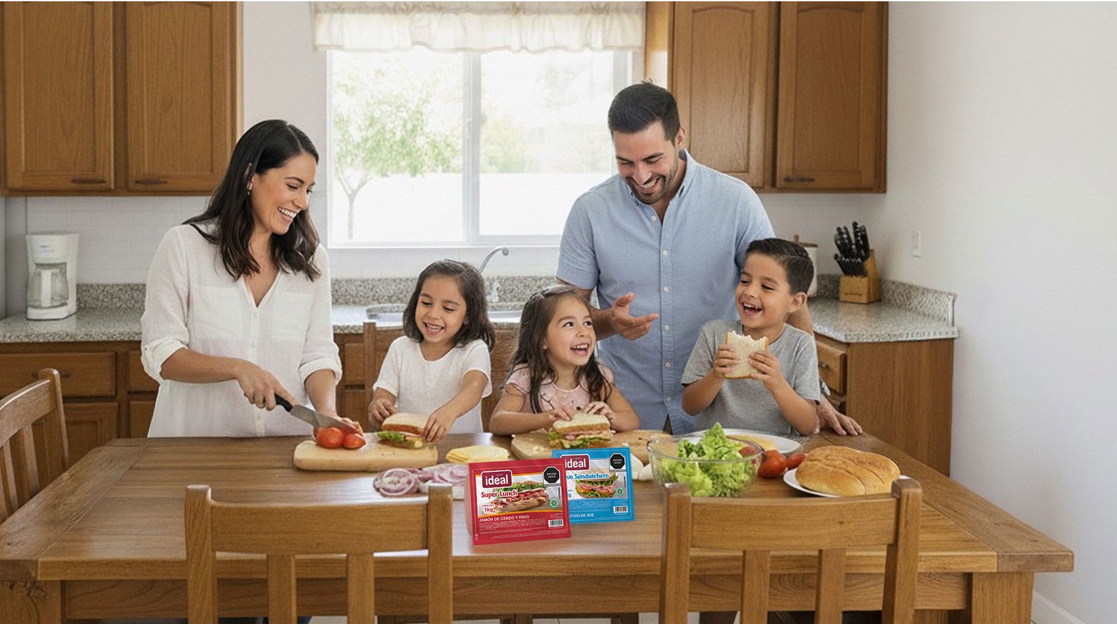 Familia preparando comida
